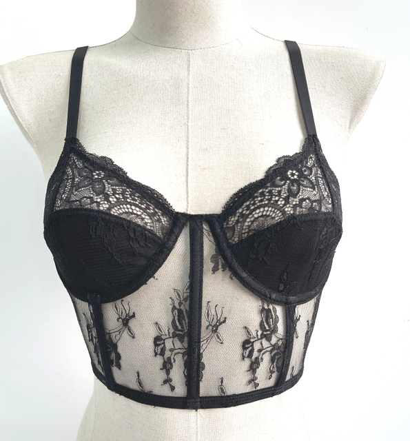 Cami top corto con corpiño sexy de encaje